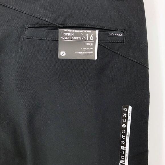 Volcom Mens Frickin Modern Pants 32x32 Black Stretch Slim Fit Chinos NWT - Picture 8 of 11